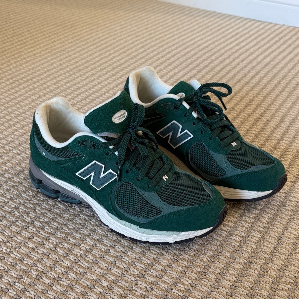 New Balance Forest Green and White Sneakers